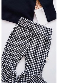 Resim Kız Bebek Kazayağı Desenli Bandanalı 3'lü Takım Siyah 