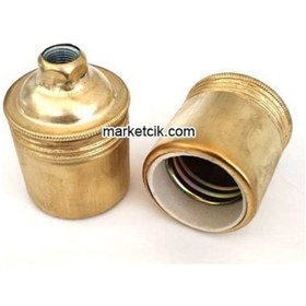 Resim Marketcik Düz Sarı Metal E27 Duy Dekoratif Standart Avize Duylar 