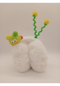 Resim Kervan Pazarı Çocuk Peluş Katlanabilir Figürlü Kışlık Kulaklık Beyaz 