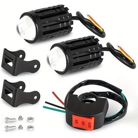 Resim Xuweiwei 12v 24v Led Motosiklet Farlari Yuksek Dusuk Isin 2 Adet Anahtar Yardimci Surus Sis Isigi Offroad 4x4 Araba Kamyon 4wd Suv Atv 