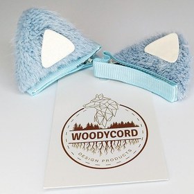 Resim Woody Cord Kedi Kulağı Detaylı Klipsli Yan Toka Mavi 