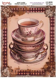 Resim Pirinç Dekopaj Kağıdı 30x42cm Pt-3254 Çay Kahve Fincan 
