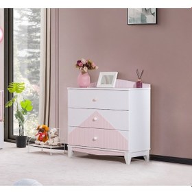 Resim Fethiye Şifonyer - Beyaz Pembe Beyaz 