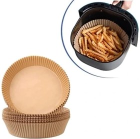 Resim Mcreative Air Fryer Pişirme Yağlı Kağıdı Yağ Geçirmez Yapışmaz Gıda Bir Çok Modele Uyumlu Pişirme Kağıdı Yuvarlak Tabak Model 