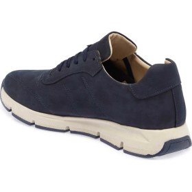 Resim Tergan Lacivert Hakiki Nubuk Deri Erkek Sneaker - E24I1AY56899-C39 