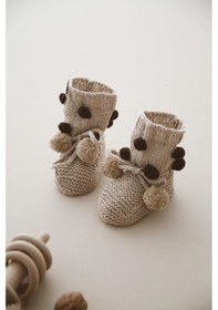 Resim Oh La La Koala Ponponlu Örgü Patik Bebek 0-12 Ay Bej 