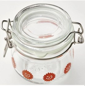 Resim 6 Adet Kapaklı Cam Kavanoz 13 Cl Contalı Çap: 7 Cm Güneş Desenli Hava Geçirmez Kapak 