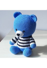 Resim Amigurumi Örgü Oyuncak Ayı Mavi 