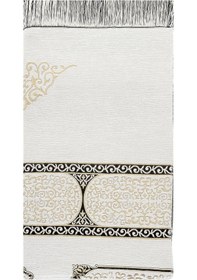 Resim Kabe Kapısı Desenli Şönil Seccade Beyaz 