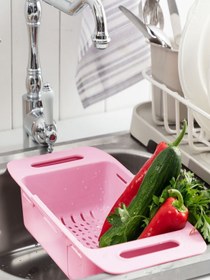 Resim Ayarlanabilir Plastik Evye Süzgeci Meyve Sebze Yıkama Lavabo Süzgeci 