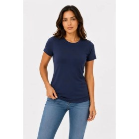 Resim Çamaşır Kenti Basic Tişört Bisiklet Yaka Kısa Kol Günlük Yazlık Slim Fit T-Shirt - Lacivert 