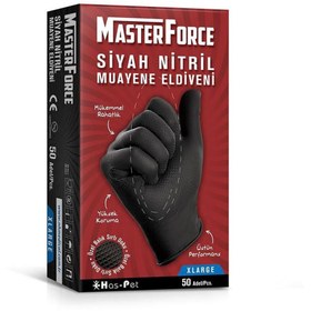 Resim Master Force Siyah XL Beden Nitril Muayene Eldiveni (204.02.FR04) 