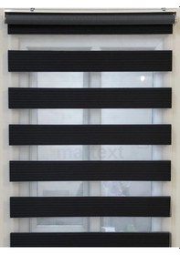 Resim Siyah Geniş Plise Zebra Perde Siyah 