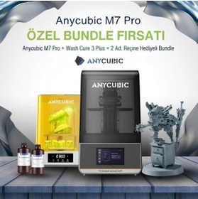 Resim Anycubic M7 Pro 14K Reçineli 3D Yazıcı Wash & Cure 3 Plus Yıkama ve Kürleme Seti 2 KG Reçine Hediyeli 