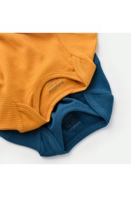 Resim BabyCosy Organik Kısa Kollu Çıtçıtlı Yazlık 2li Erkek Bebek Atlet Zıbın (safran-mavi) 