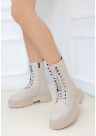 Resim Caxa Bej Cilt Bağcıklı Bot Karışık 