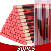 Resim 30 Adet Parlak HB Kurşun Kalem - Kırmızı ve Siyah Tasarım, Orta Kurşun (1.0-1.9mm) Yazma, Çizim, Karalama için - Okul, Ofis, Sanat Malzemeleri, Kalem Bileyici, Okul Kalem, Klasik Kalem Tasarımı, Dayanıklı Kalem Yapısı için Mükemmel 
