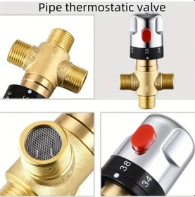 Resim Willowhaven 1 Adet Zarif Bakır Termostatik Vana Kolay Montaj Çift Sıcaklık Kontrolü Modern Banyo 