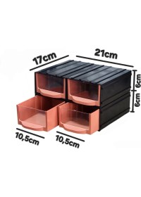 Resim Plastik 4 Şeffaf Çekmeceli Kutu Küçük Organizer Çekmece Avadanlık 