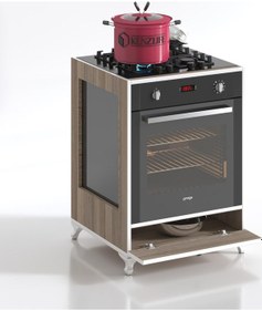 Resim Kenzlife Ankastre Modülü Kabini Altın3 Crd Fırın Ocak Dolabı Kapaklı Ayaklı 