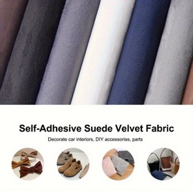Resim Kendinden Yapışkanlı Süet Kadife Kumaş Yama - 8 Renk Seçeneği, 23.62x59 İnç (60x200 cm) Peluş Kadife Benzeri Malzeme, Araç İçi Modifikasyon, Koltuk Tamiri ve Yenileme, El Sanatları Geliştirme, Mücevher Kutusu ve Ev Dekorasyonu İçin Uygun, Boyut ve Şekil - Kolay Kesilebilir, Dayanıklı Dekoratif 
