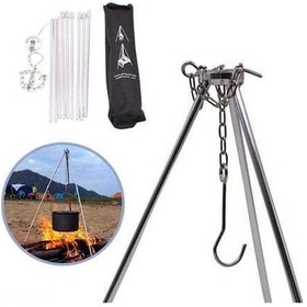 Resim Fortunelane Kamp Ateşi İçin Hafif Alüminyum Üç Ayaklı Izgara Ve Tencere Askısı - 5kg Taşıma Kapasiteli 