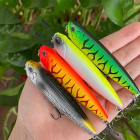 Resim 8.5cm/11g Yüzen Kalem Lure - Canlı Gökkuşağı ve Siyah Desen, ABS Malzeme, Bass Balıkçılığı için İdeal, Bass Balıkçılığı Lure | Canlı Lure | Dayanıklı Balıkçılık Lure 