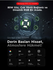Resim Rampage RMS-311 Shard 2 1 80W Rgb Işıklı Speaker Siyah 