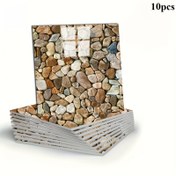 Resim 10 Adet Su Geçirmez PVC 3D Taklit Tuğla, Taş ve Ahşap Desenli Kendinden Yapışkanlı Duvar Kağıdı - Çıkarılabilir, Kolay Sökülür, İç Mekan Yenileme ve Dekorasyon için Uygun, Gerçekçi Taş Görünümü | Dayanıklı Duvar Kağıdı 