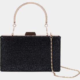 Resim Desa Kadın Siyah Taşlı Zincir Askılı Abiye El Çantası 