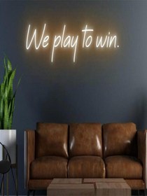 Resim We Play To Win. Yazılı Neon Tabela Turuncu 