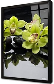 Resim Spa Taşları ve Orkide Çerçeveli Cam Tablo 20x30 cm CA23177 