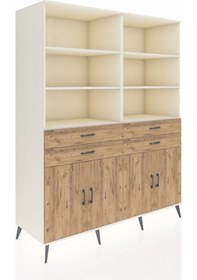 Resim Kronos Gardrop 8 Raflı 4 Çekmeceli 4 Kapaklı 176x59x221 Aytaşı-çam Çam 