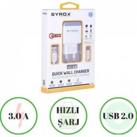 Resim Syrox Hhm_samsung A6S Plus Syrox Type-C Quıck Şarj Cihazı 3.0A Ultra Hızlı Q32 