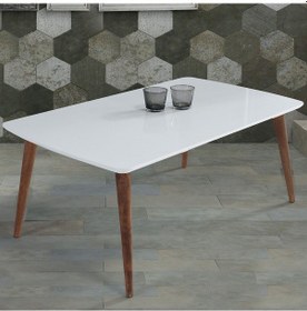 Resim 60X100 Cm Ahşap Ayaklı Orta Sehpa Beyaz A2 