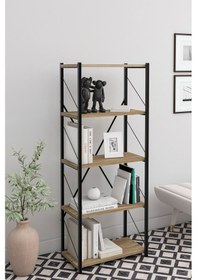 Resim Arda 5 Raflı Atlantik Çam Renk Metal Kitaplık Atlantik Çam 