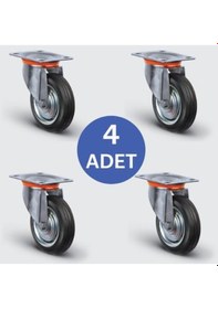 Resim Emes EZ01SPR160 Döner Tablalı Kauçuk Kaplı Tekerlek 4 Adet 