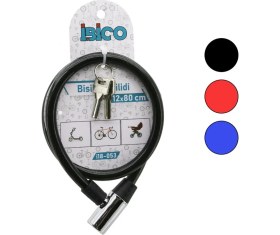 Resim Anahtarlı Metal Kafa Bisiklet Kilit Çelik Tel Siyah Şeffaf Kılıf 12MMX80CM (4887) 