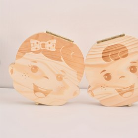 Resim 1 Adet Masif Sedir Ağacı Çocuk İlk Diş Çıktı Kutusu - Sevimli Gülümseyen Yüz Tasarımı ve Altın Detaylı, Doğal Ahşap Diş Perisi Hediyesi Erkek & Kız Çocukları İçin, Diş Gelişimi Anısı 