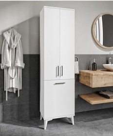 Resim Rosepal Mobilya Sezar Kirli Sepetli Banyo Dolabı Beyaz 