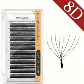 Resim 12 Çift 8D W Lashes 0.07 C/D 8-15mm Doğal Yumuşak Siyah Yapay Mink Fan Stili Takma Kirpik Uzatmaları, Saniyeler İçinde Uygulanır – 12'li Set 