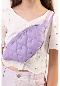 Resim İcone Bag Icone Çocuk Kalp Kapitone Detaylı Bel Çantası Lila 