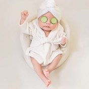 Resim 2 adet Set Yeni Doğan Fotoğrafçılık Aksesuarları - Kemer ve Kapüşonlu Sevimli Bebek Bornoz, Yeşil Göz Maskesi, Fotoğraf Çekimleri ve Duş Hediyeleri için Yumuşak Polyester Bornoz, Sonbahar/Kış için Mükemmel, Duş Hediyesi|Sevimli Bornoz Tasarımı|Polyester Bornoz 