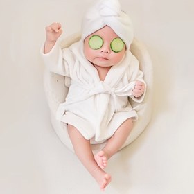 Resim 2 adet Set Yeni Doğan Fotoğrafçılık Aksesuarları - Kemer ve Kapüşonlu Sevimli Bebek Bornoz, Yeşil Göz Maskesi, Fotoğraf Çekimleri ve Duş Hediyeleri için Yumuşak Polyester Bornoz, Sonbahar/Kış için Mükemmel, Duş Hediyesi|Sevimli Bornoz Tasarımı|Polyester Bornoz 