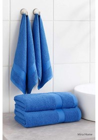 Resim 4 Parça Ekonomik Banyo Havlu Takımı %100 Pamuklu Quickdry Mavi Mavi Çok Renkli 