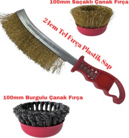 Resim KSO YAPI MARKET Çanak Spiral Çelik Tel Fırça Burgu Mangal Fırçası Kalın İnce Boya Pas Çıkarma Çapak Alma 3 Parça 