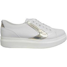 Resim ESER Kadın Spor Sneaker Yazlık Bağcıklı Beyaz Altın Günlük Ayakkabı 