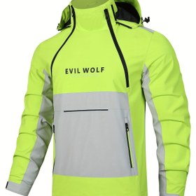 Resim 2024 Bahar/Sonbahar Hafif Kapüşlu Erkek Dış Mekan Rüzgarlık Ceket - Fermuarlı Rahat Spor Giyim Cebi, Polyester Astar ve Hayvan Desen Tasarımı ile Rahat Giyim İçin 