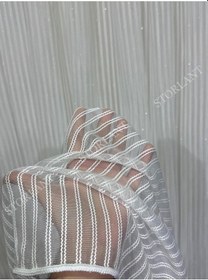 Resim Çift Makarna Burgulu Düz Tül Perde 1/3 Sık Pileli, Ütü Gerektirmez En Çok Tercih Edilen Model Kırık Beyaz 