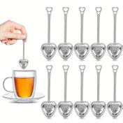 Resim 10 Adet Kalp Şeklinde Paslanmaz Çelik Çay Demlikleri - Gevşek Yaprak Çay İçin İnce Gözenekli Süzgeç Kaşıklar, Çay Partileri & Mutfak Kullanımı İçin Mükemmel 
